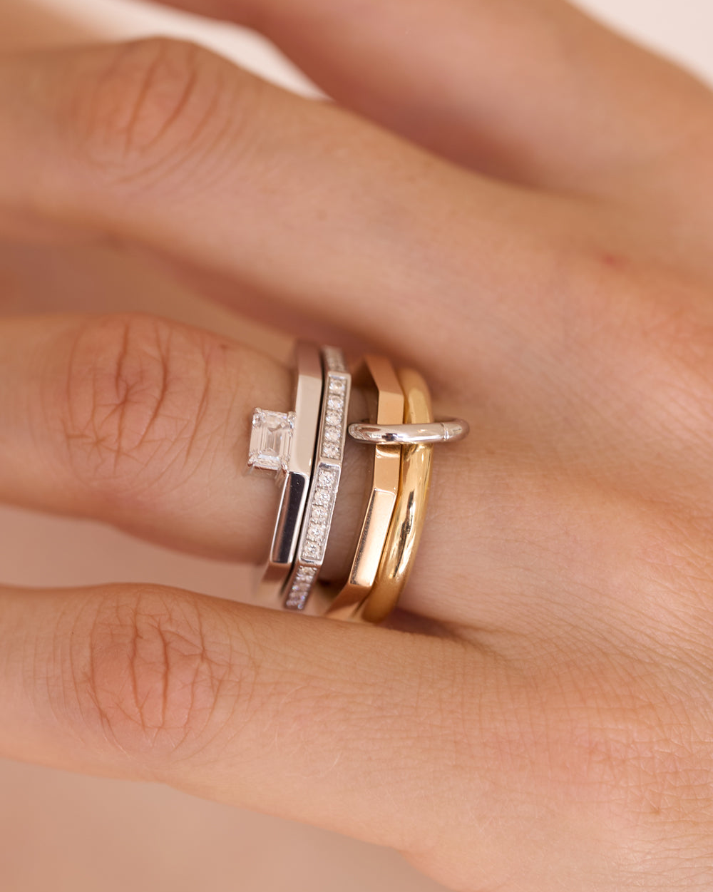 daure linio bold rings mix match 18k recycled gold lab grown diamond on hand